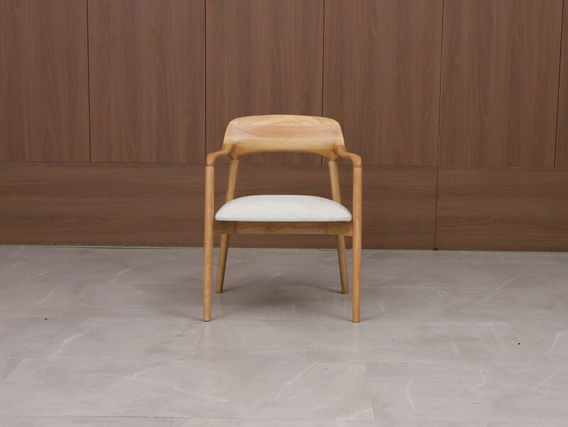 LUMINA DINING CHAIR | Rubberwood Natural Color, Beige Fabric