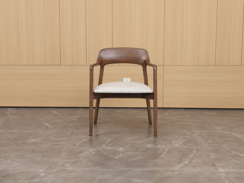 LUMINA DINING CHAIR | Rubberwood Walnut Color, Beige Fabric