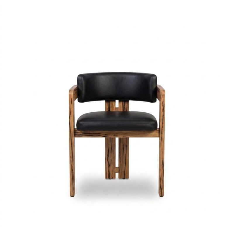 LUCIA DINING CHAIR | Marri & Leather black, High Back